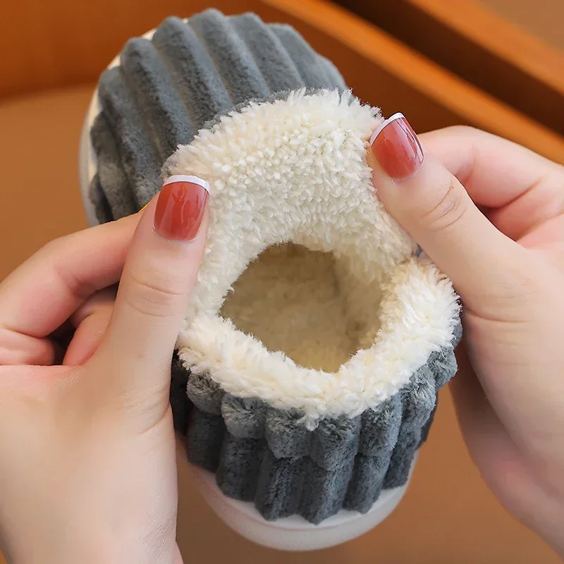Children's Winter Plush Warm Slippers Kids Shoes Girls Boys Shoes Home Non-slip Snow Boots Student Cotton Shoes 1-10 Years thumbnail 3