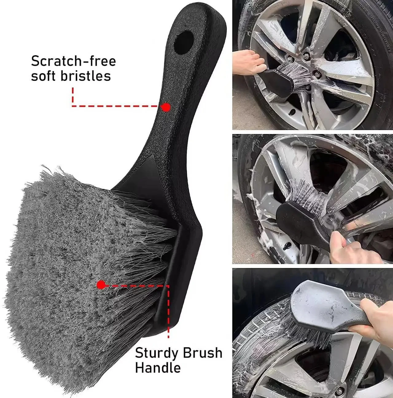 Car Tire Wheel Rim Cleaning Brush Detailing Brushes Wash Towel Kit Universal Wheel Tire Cleaning Accessories thumbnail 2