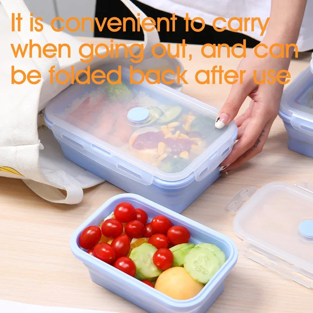 4PS Collapsible Food Storage Containers with Lids & Vent,, Kitchen Stacking Silicone Collapsible Meal Prep Container Set for thumbnail 6