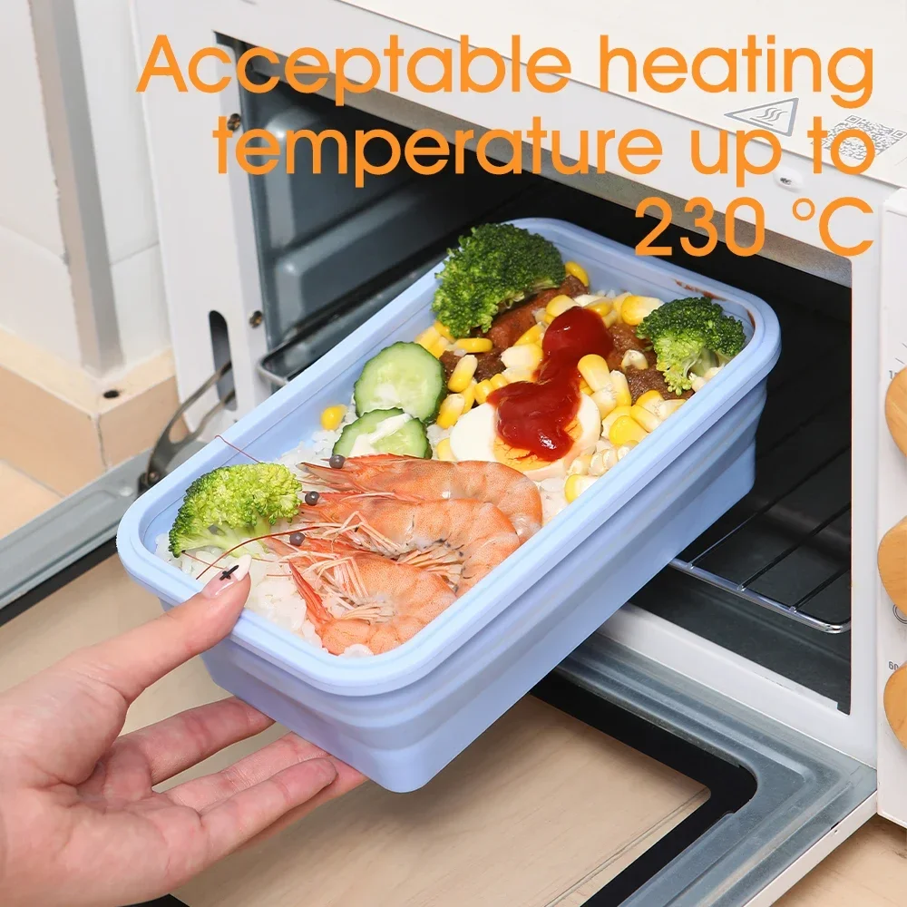 4PS Collapsible Food Storage Containers with Lids & Vent,, Kitchen Stacking Silicone Collapsible Meal Prep Container Set for thumbnail 5