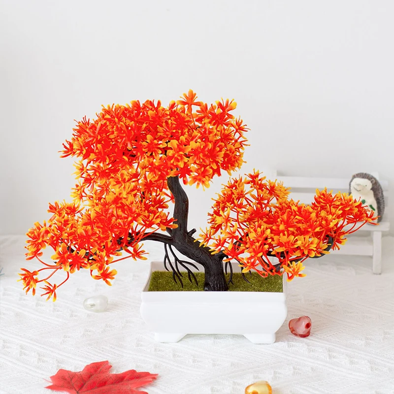 Artificial Plastic Plants Bonsai Fake Plant Flowers Potted Ornaments Simulated Tree Potted Creative Desk Decor Home Table Decor thumbnail 4