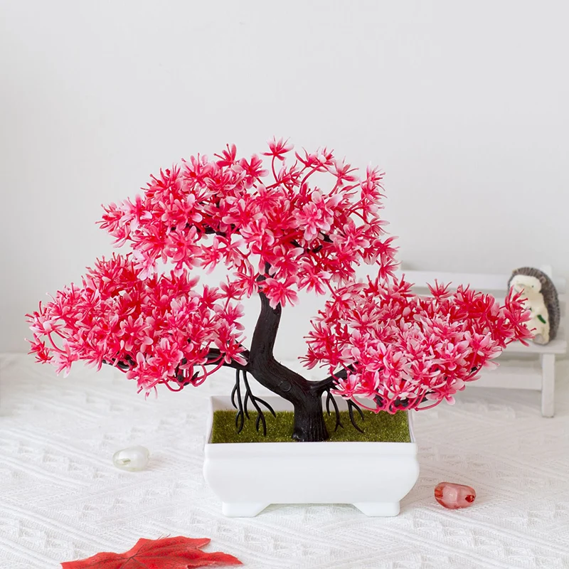 Artificial Plastic Plants Bonsai Fake Plant Flowers Potted Ornaments Simulated Tree Potted Creative Desk Decor Home Table Decor thumbnail 6