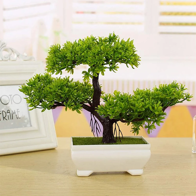 Artificial Plastic Plants Bonsai Fake Plant Flowers Potted Ornaments Simulated Tree Potted Creative Desk Decor Home Table Decor thumbnail 3
