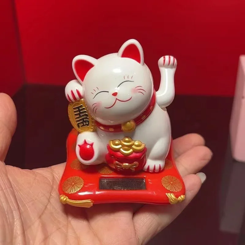 Solar Powered Automatic Waving Cat Beckoning Fortune Cat Lucky Cat For Office Decor Car Ornament Birthday Gift Home Decoration thumbnail 3