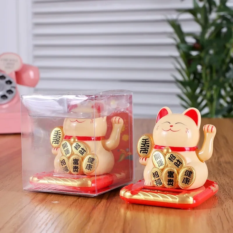 Solar Powered Automatic Waving Cat Beckoning Fortune Cat Lucky Cat For Office Decor Car Ornament Birthday Gift Home Decoration thumbnail 4