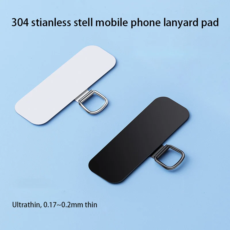 0.17mm superthin 304 stainless steel Phone Lanyard Card Gasket Wrist Cord Straps Patch Tether Pad Detachable Neck clip thumbnail 3