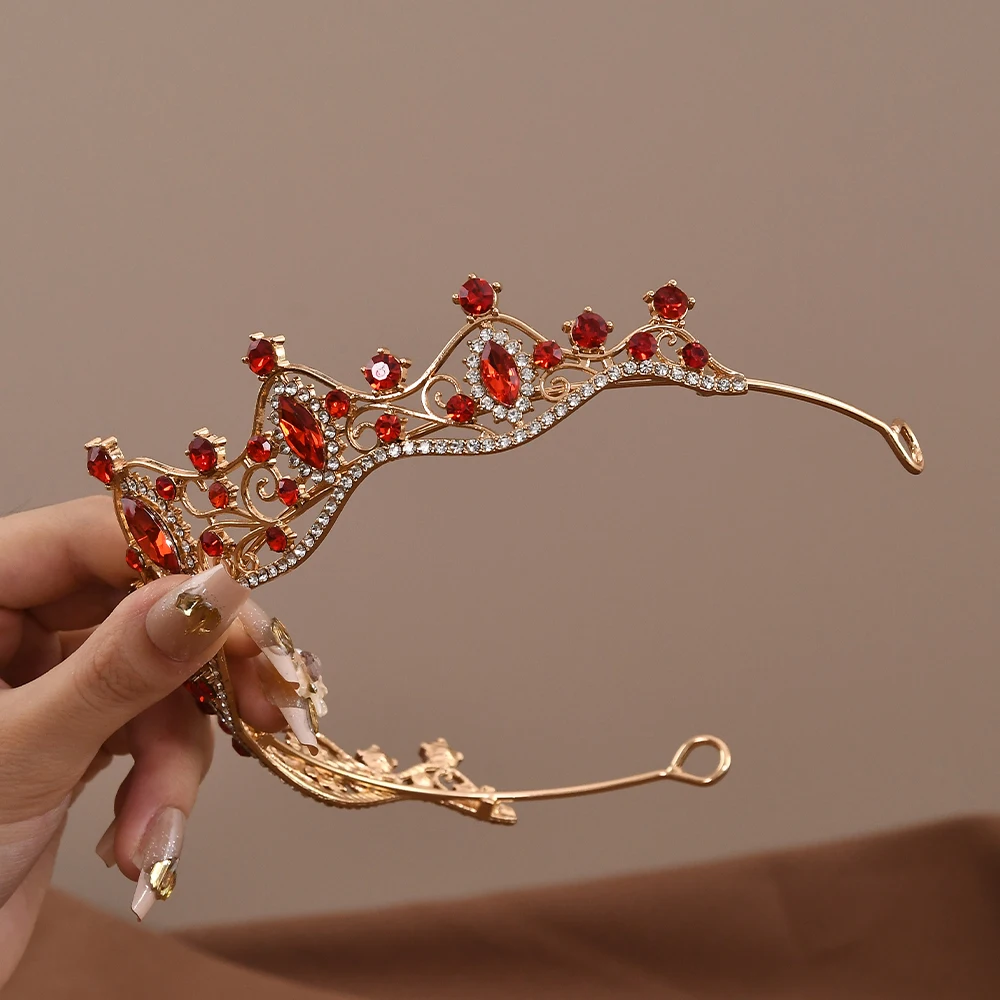 Princess Queen Vintage Baroque Crystal Crown Rhinestone Tiara For Women Bridal Weeding Party Prom Jewelry Hair Accessories thumbnail 3