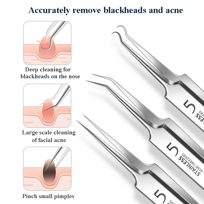 4-11Pcs Ingrown Hair Tweezers Acne Blackhead Removal Needles Black Dots Cleaner Deep Cleansing Pore Cleaner Face Skin Care Tools thumbnail 2