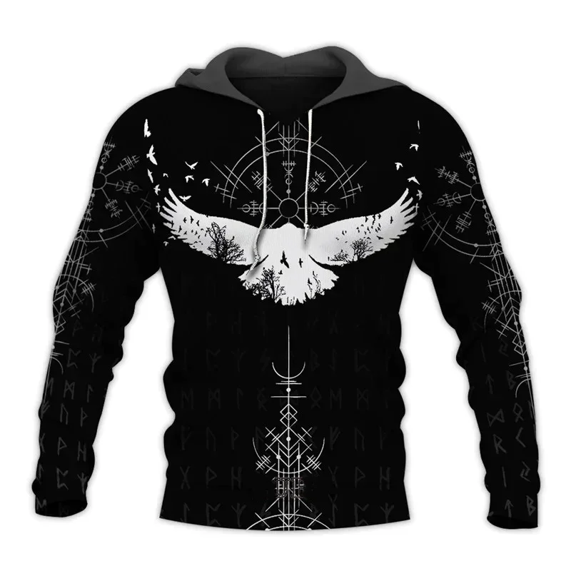 2024 New Hoodie 3d Viking Harajuku Print Pullover Men's Hooded Sweatshirt Oversized Vintage Male Clothing Fall Long Sleeve thumbnail 3