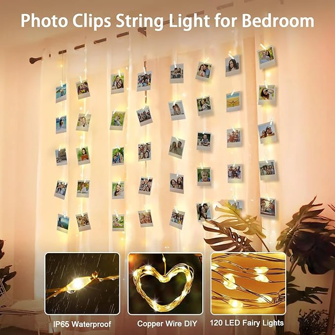 Copper Wire Light String Clip USB Photo Wall Birthday Christmas Star Decoration Atmosphere Light Room Decoration Light String thumbnail 3