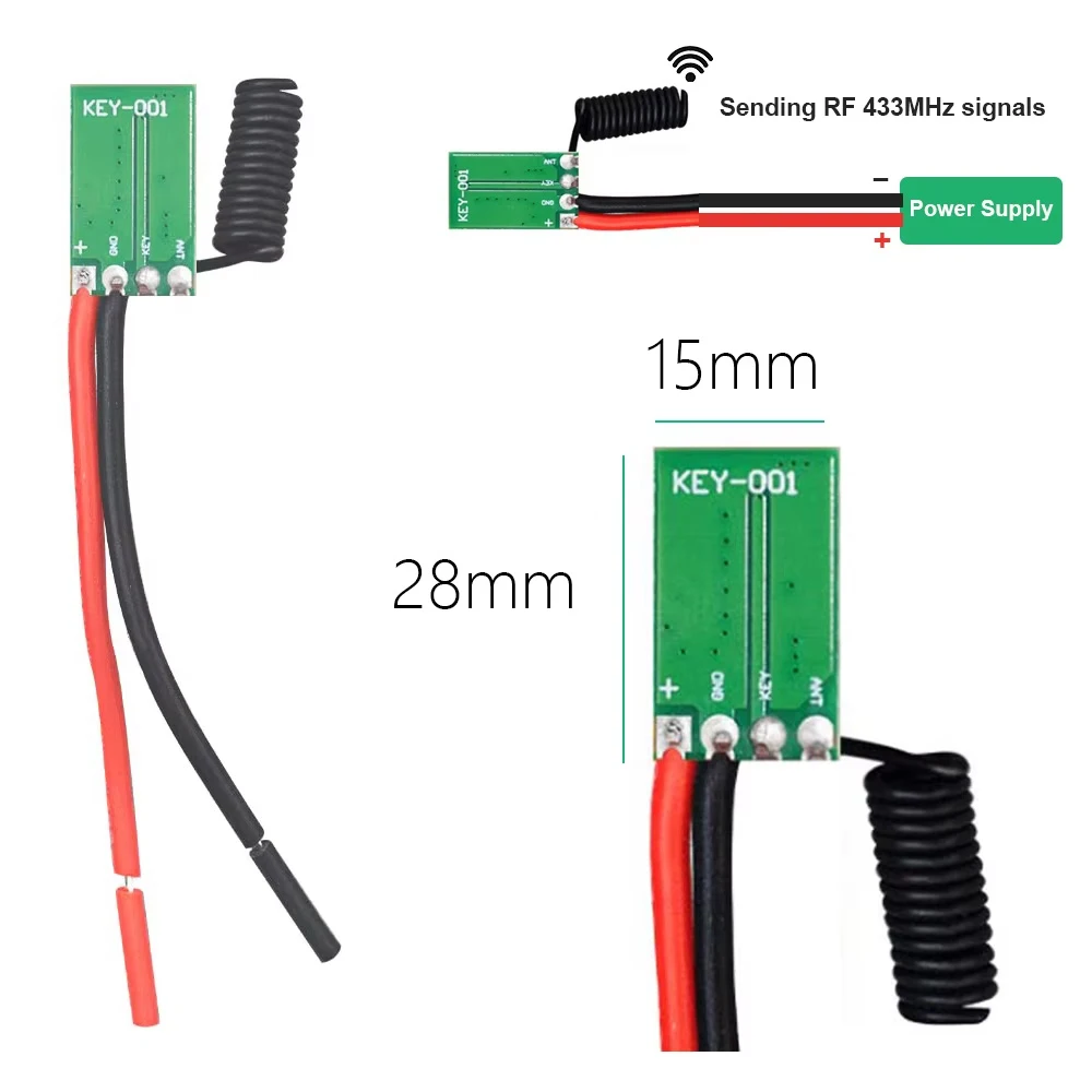 433Mhz RF Wireless Transmitter Modul Mini DC 12V 3V 5V 24V Learning Code 433.92MHz 1 CH output For Remote Controls 1527 Encoding thumbnail 4