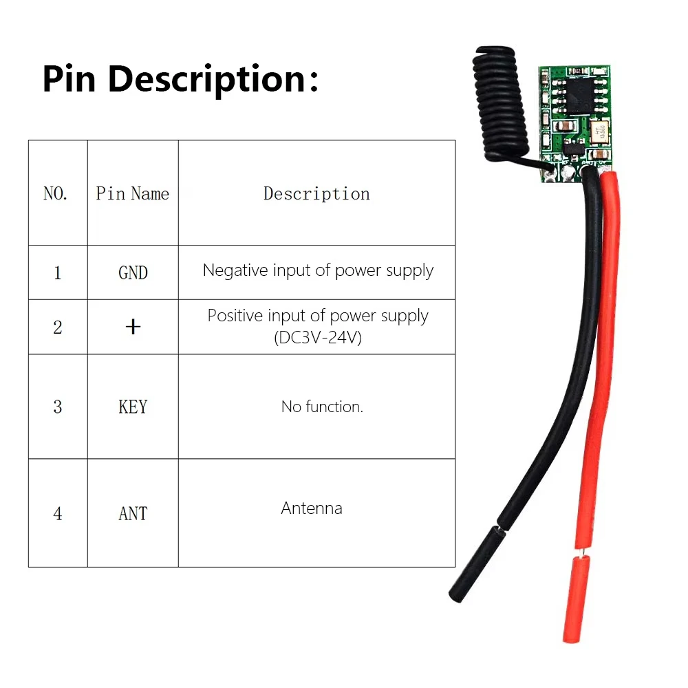 433Mhz RF Wireless Transmitter Modul Mini DC 12V 3V 5V 24V Learning Code 433.92MHz 1 CH output For Remote Controls 1527 Encoding thumbnail 5