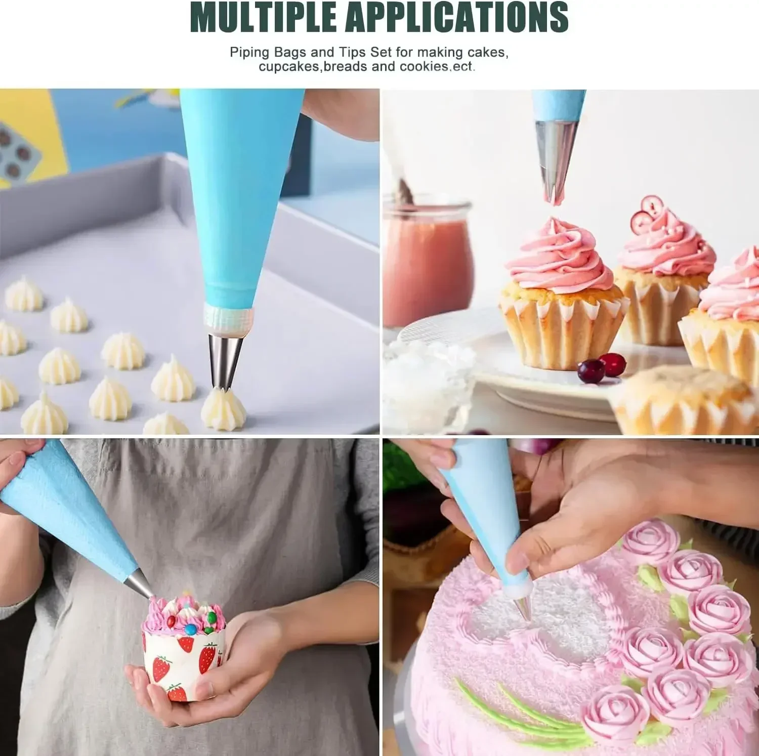 Piping Bags Cake Decorating Tools Reusable Silicone Pastry Bag Stainless Steel Nozzle Piping Nozzles Pastry Set Baking Tools thumbnail 3