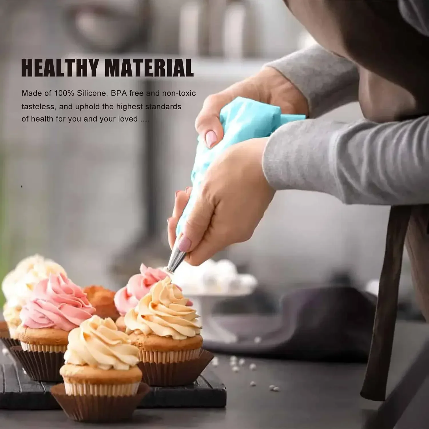 Piping Bags Cake Decorating Tools Reusable Silicone Pastry Bag Stainless Steel Nozzle Piping Nozzles Pastry Set Baking Tools thumbnail 5