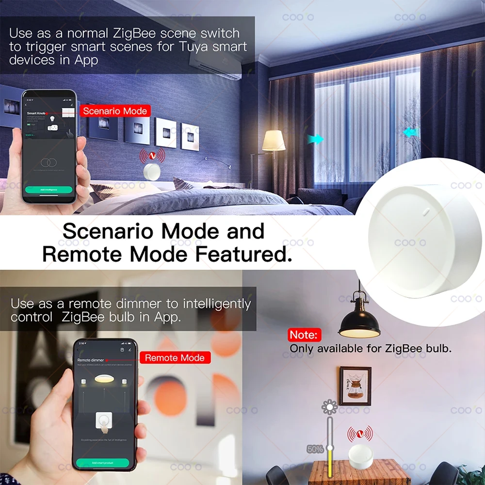 New Tuya ZigBee Smart Knob Switch DIY Wireless Scene Button Rotatable Dimmer Switch Home Appliances Automation Linkage Remoter thumbnail 3
