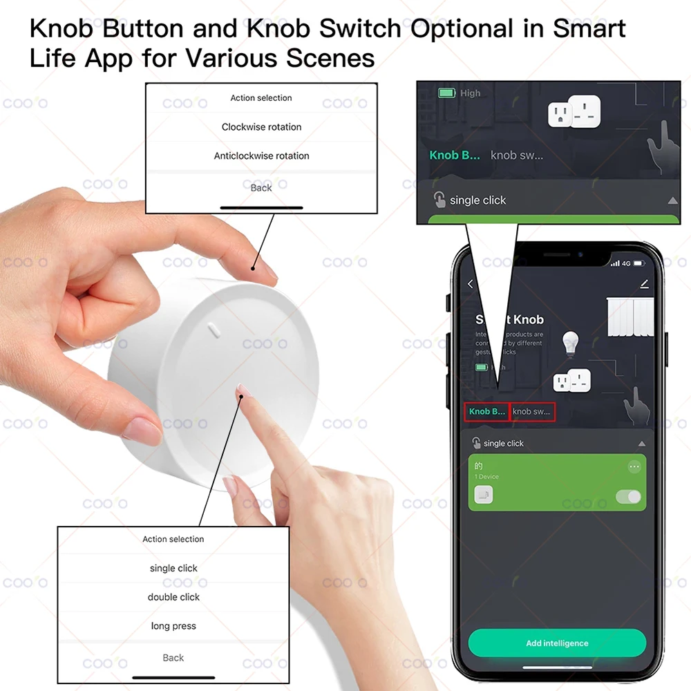 New Tuya ZigBee Smart Knob Switch DIY Wireless Scene Button Rotatable Dimmer Switch Home Appliances Automation Linkage Remoter thumbnail 5