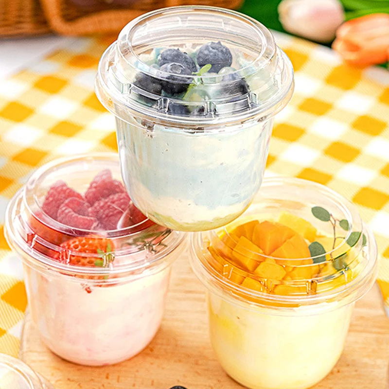 10Pcs 10Oz Disposable Mousse Cups Cake With Lid Clear Plastic Boxes Ice-Cream Dessert Picnic Pudding Jelly Dessert Yogurt Cups thumbnail 2