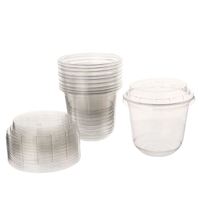 10Pcs 10Oz Disposable Mousse Cups Cake With Lid Clear Plastic Boxes Ice-Cream Dessert Picnic Pudding Jelly Dessert Yogurt Cups