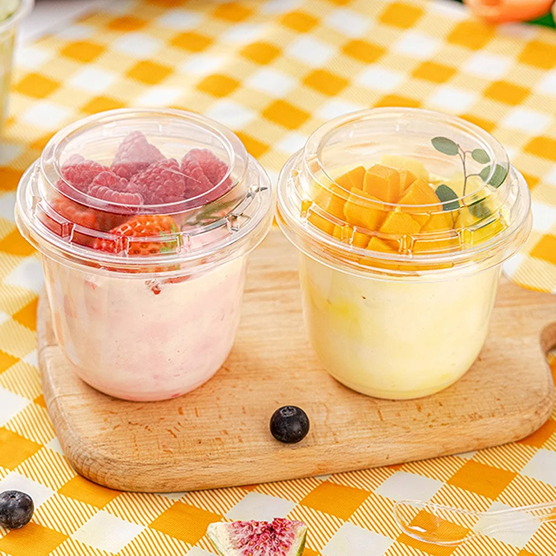 10Pcs 10Oz Disposable Mousse Cups Cake With Lid Clear Plastic Boxes Ice-Cream Dessert Picnic Pudding Jelly Dessert Yogurt Cups thumbnail 3
