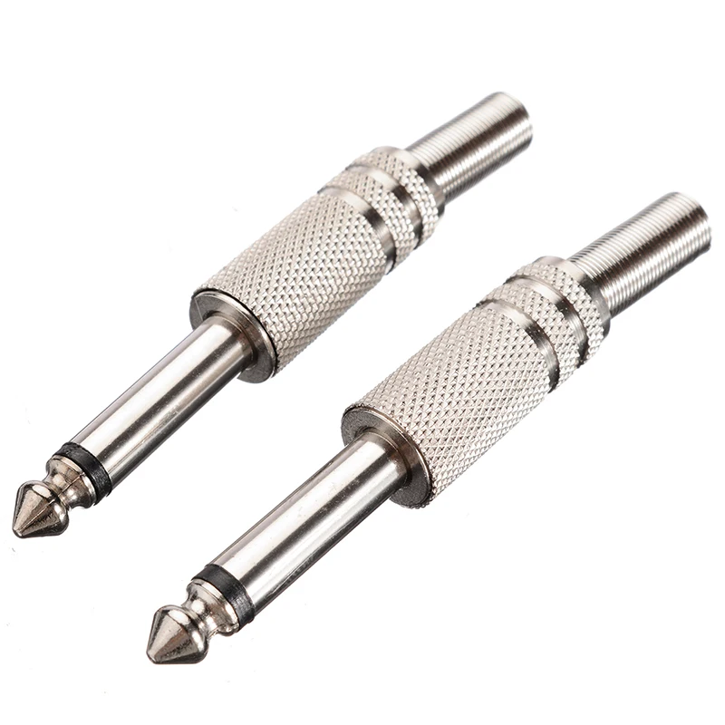 6.35mm Mono Amplifier Plug 1/4Inch Male Mono Monaural Jack Audio Cable Connector Plug Microphone Audio Connectors 10Pcs thumbnail 3