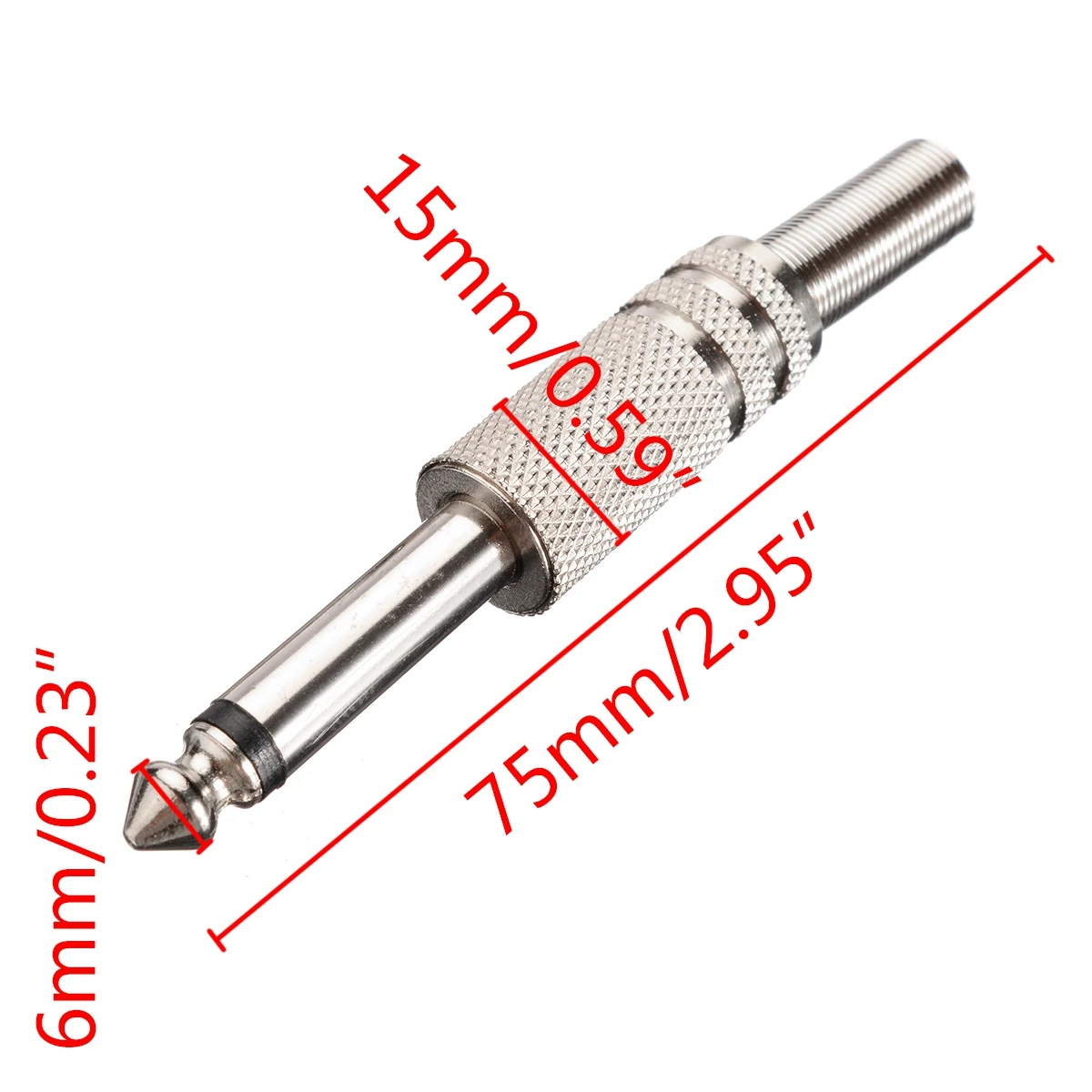 6.35mm Mono Amplifier Plug 1/4Inch Male Mono Monaural Jack Audio Cable Connector Plug Microphone Audio Connectors 10Pcs thumbnail 6
