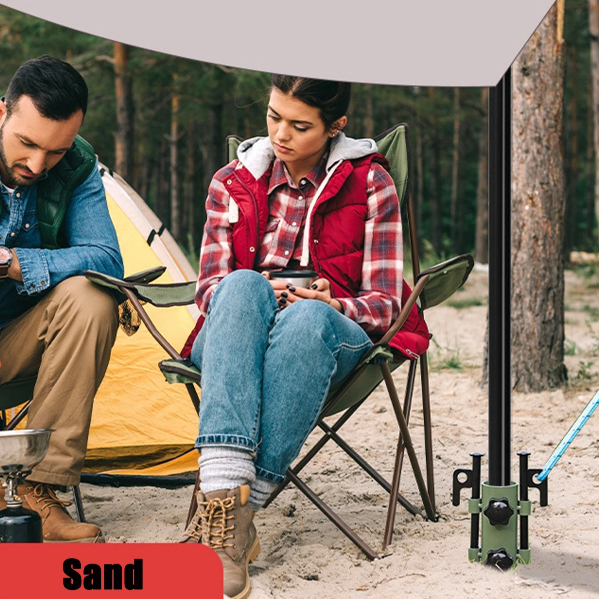 Camping Tent Rod Holders Reinforced Windproof Awning Rod Holder,Portable Tent Fixed Tube Pole Stand for Camping Fishing Hiking thumbnail 3