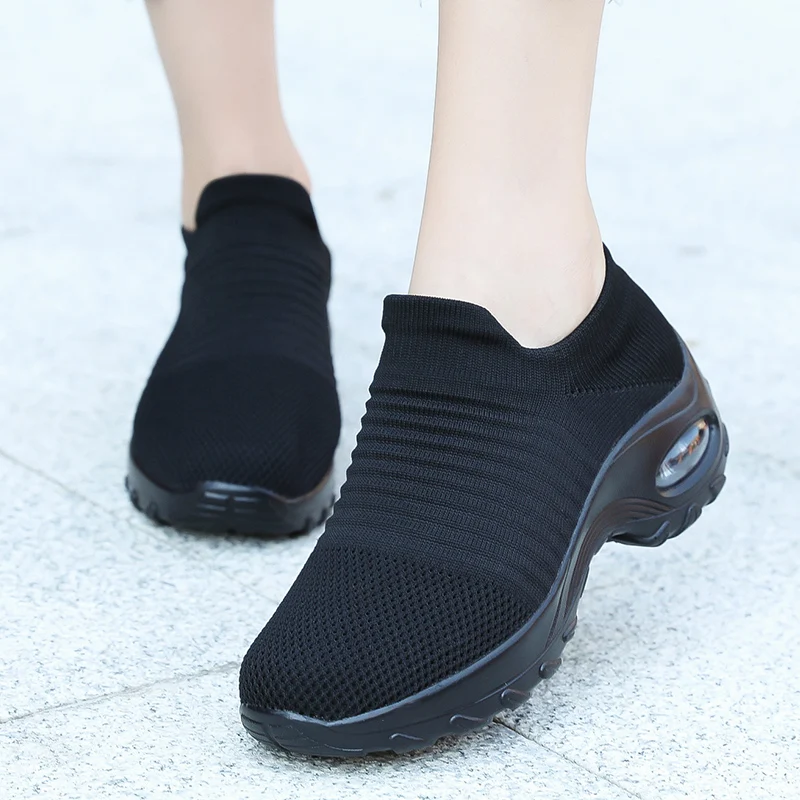 Women's Walking Trainers Fashion Fly Weaving Sock Sneakers Breathable Comfortable Nursing Shoes Casual Platform Loafers Non-Slip thumbnail 6
