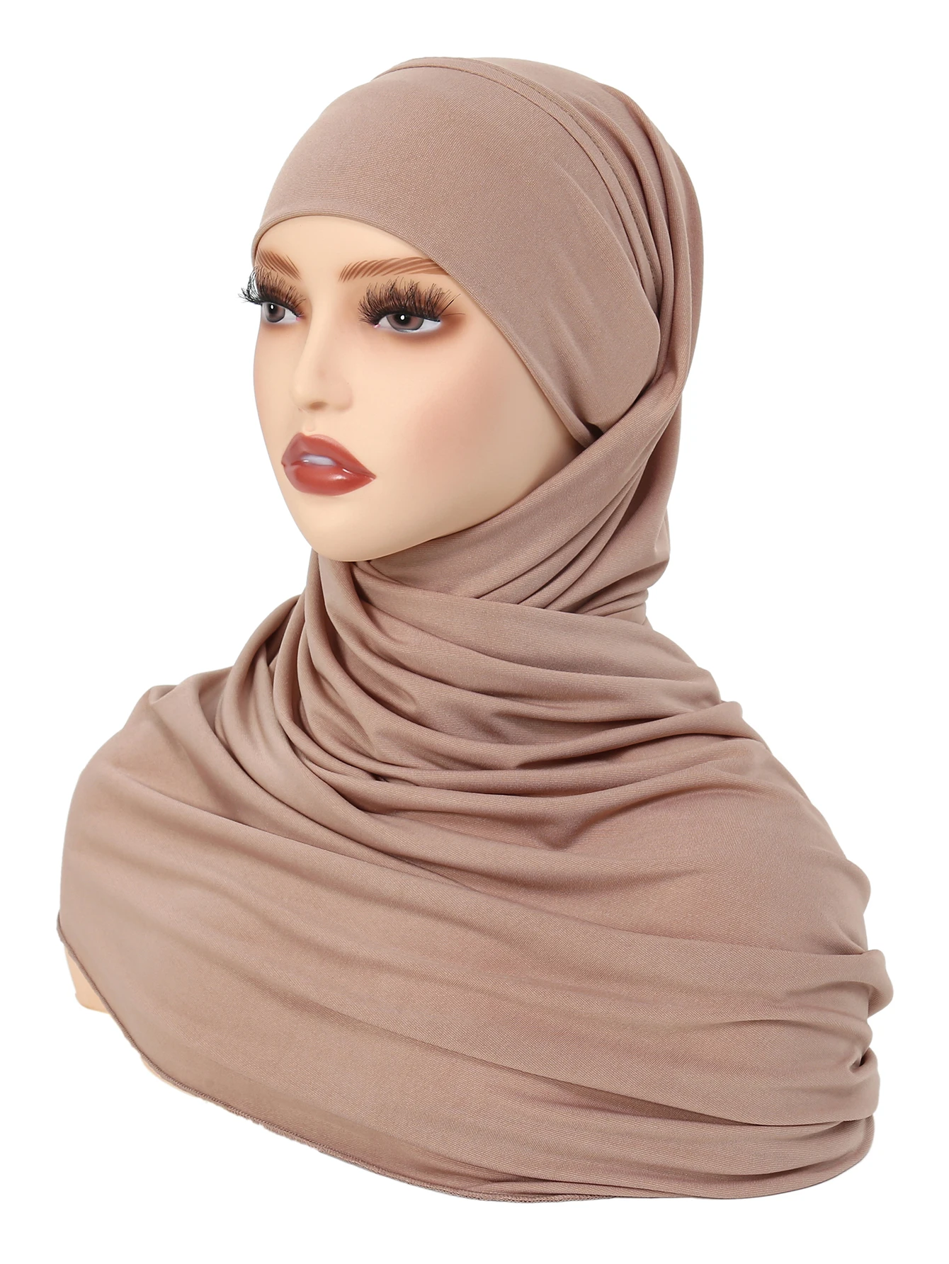 Crystal Hemp Women's Hijab Solid Color Muslim Ladies Turban Soft Elastic Headscarf Middle Eastern Head Wrap Head Scarf thumbnail 3