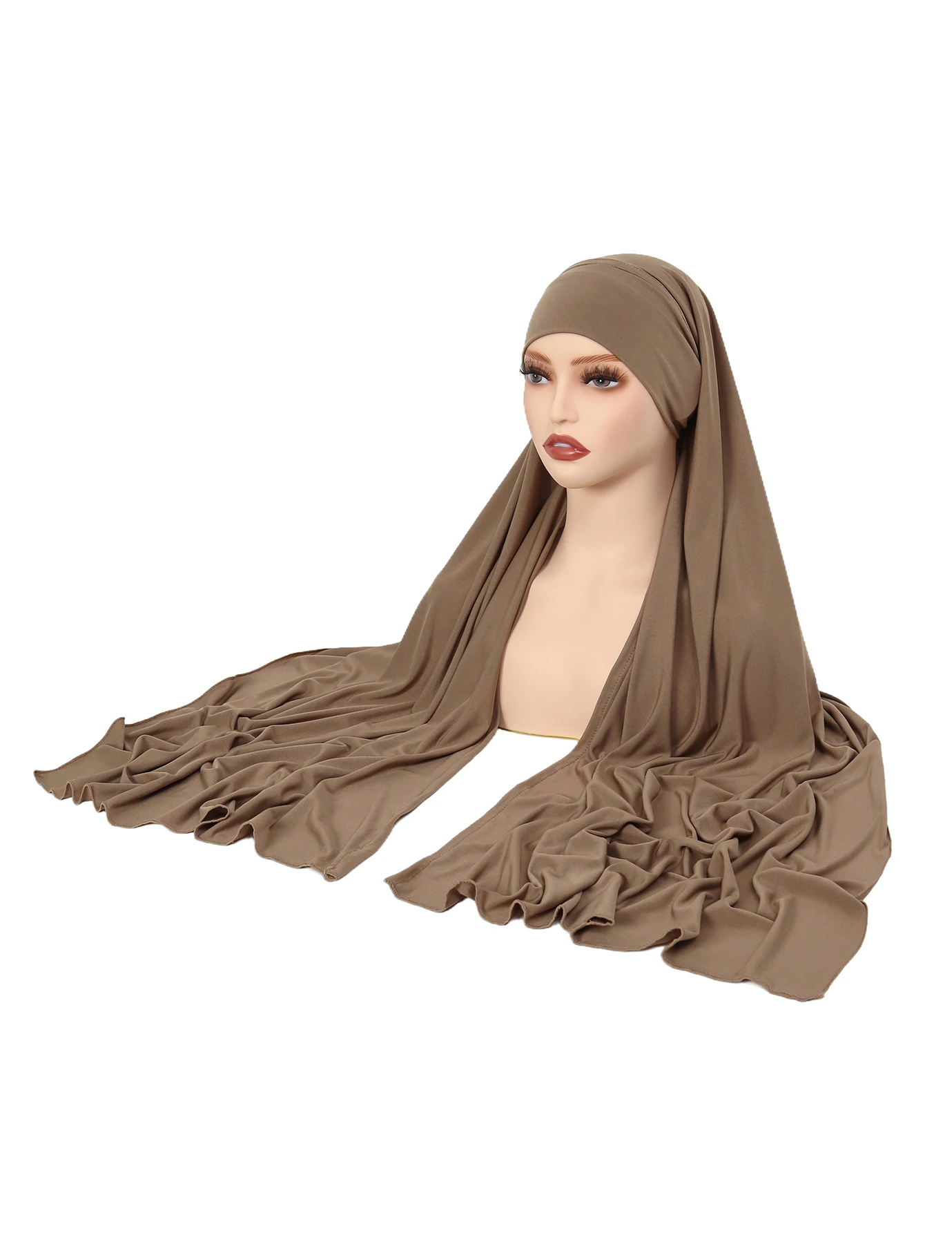 Crystal Hemp Women's Hijab Solid Color Muslim Ladies Turban Soft Elastic Headscarf Middle Eastern Head Wrap Head Scarf thumbnail 6