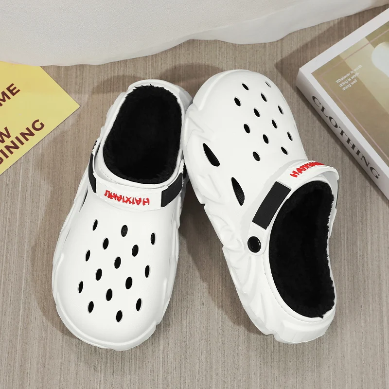 Winter Plush Fur Clogs Men Women Slippers Warm Furry Slippers Couples Concise Indoor Home Cotton Shoes Casual Fluffy Slides thumbnail 2