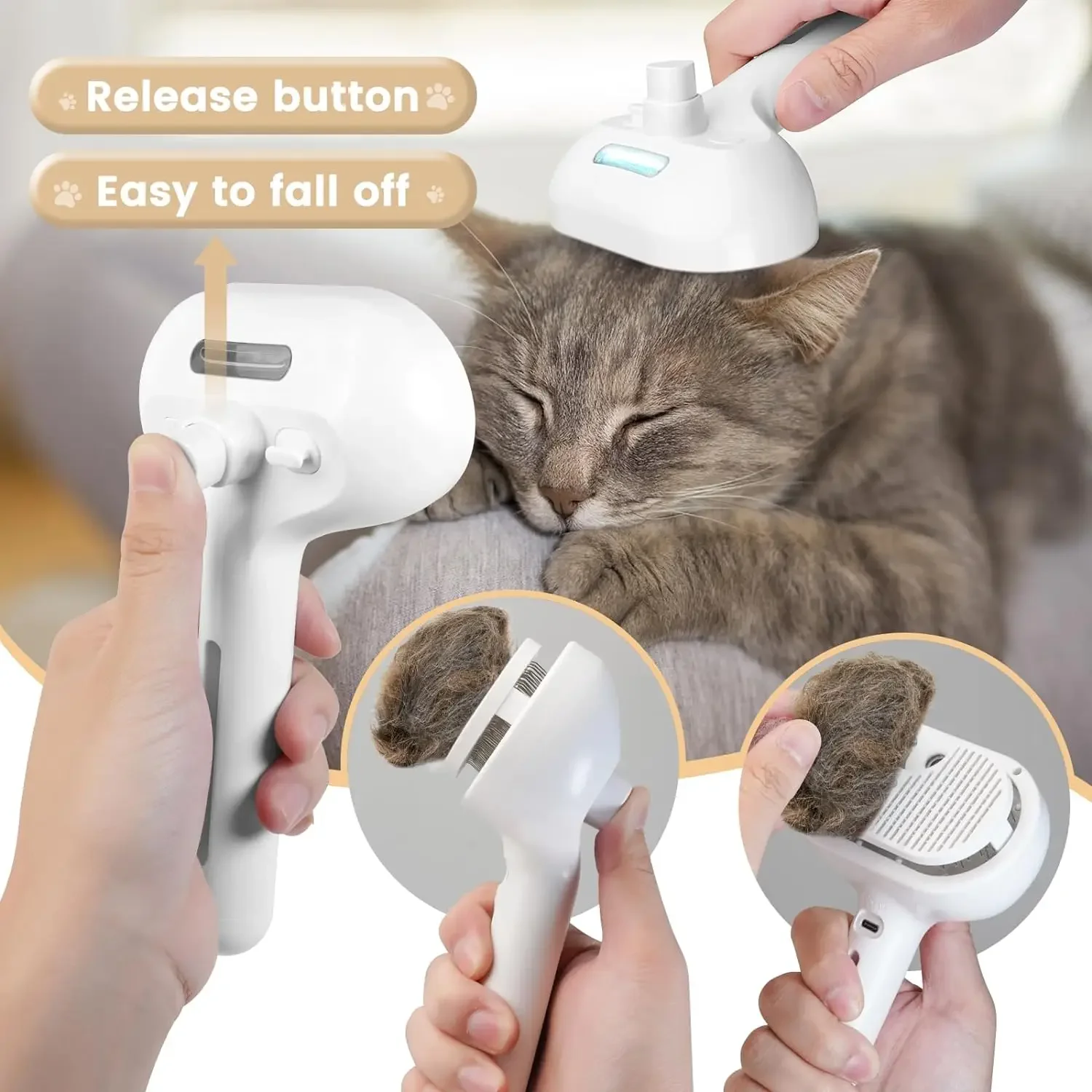Upgraded Pet Spray Grooming Comb Steamy Floating Hair Removal Cleaning Steam Brush Styling for Dogs Cats Accessories thumbnail 5