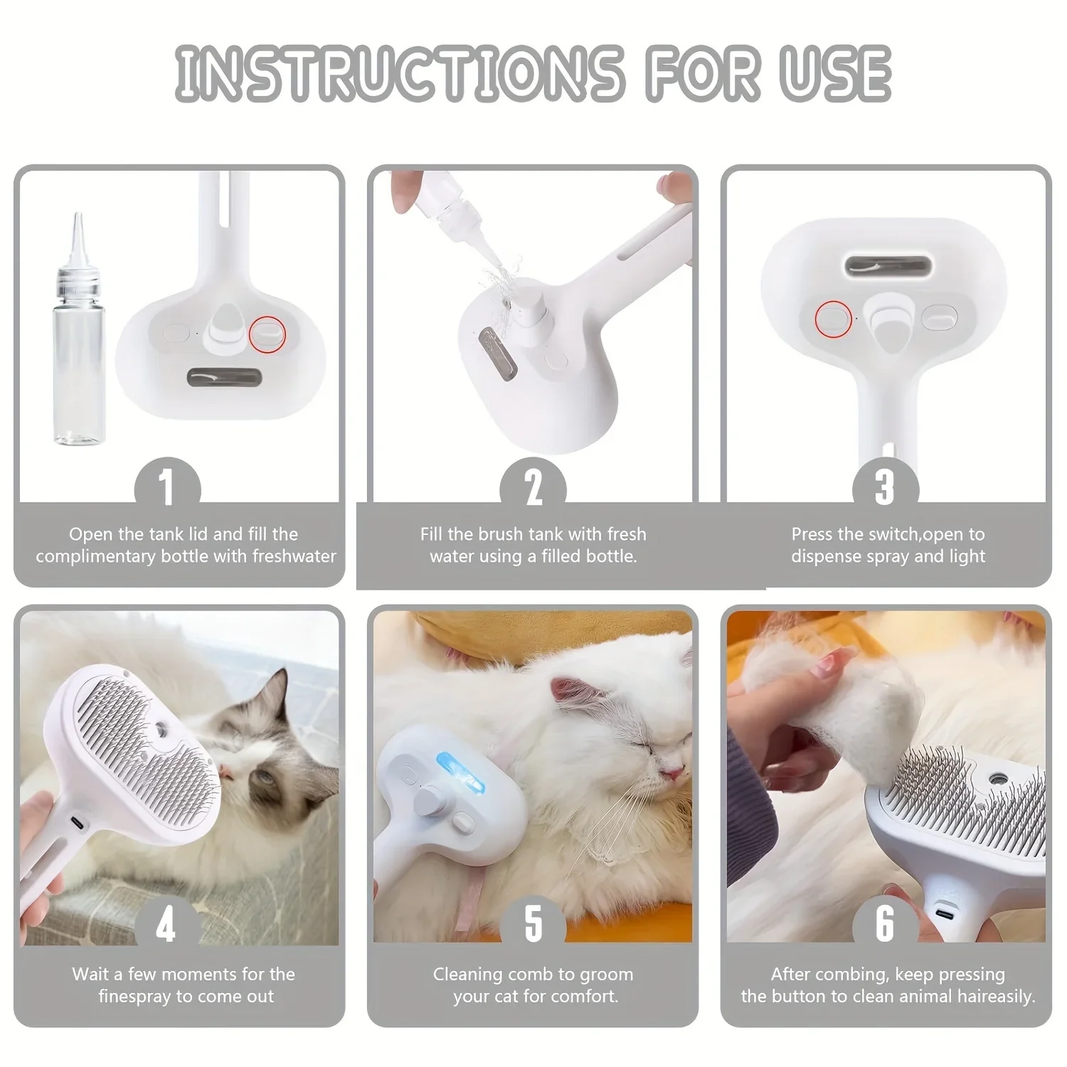 Upgraded Pet Spray Grooming Comb Steamy Floating Hair Removal Cleaning Steam Brush Styling for Dogs Cats Accessories thumbnail 6