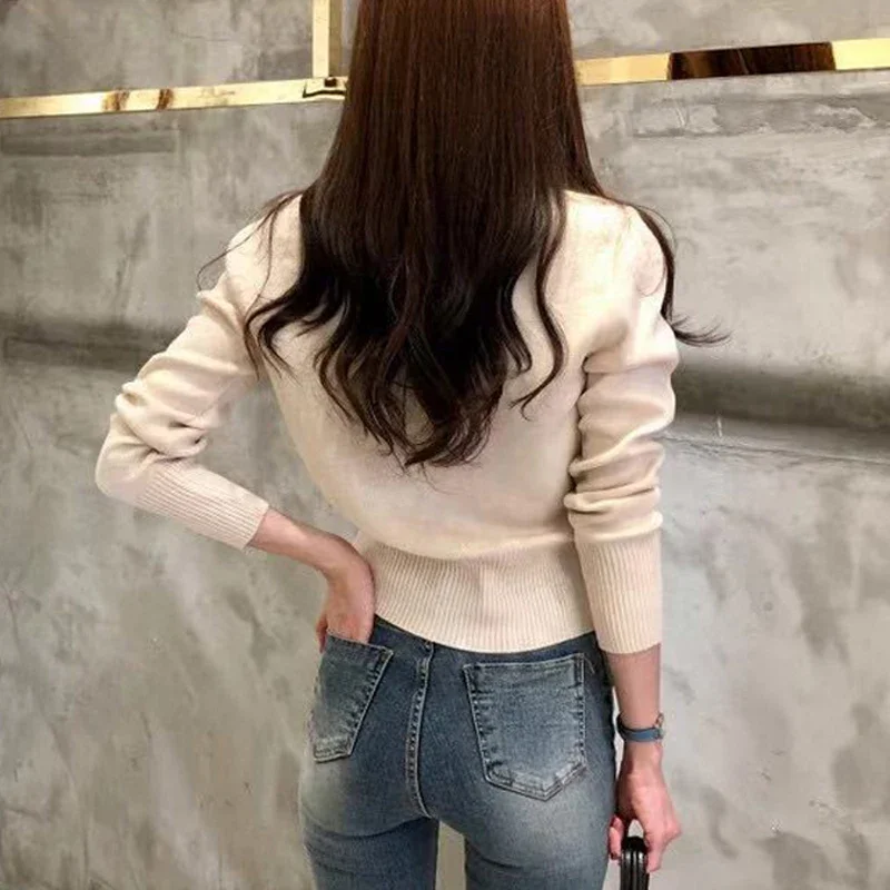 2026 Spring Long Sleeve Fashion Women Cardigans Sweater Knitted Coat Short Casual Single Breasted Korean Slim Chic Ladies Tops thumbnail 5