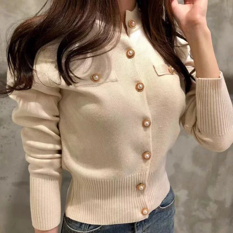 2026 Spring Long Sleeve Fashion Women Cardigans Sweater Knitted Coat Short Casual Single Breasted Korean Slim Chic Ladies Tops thumbnail 2