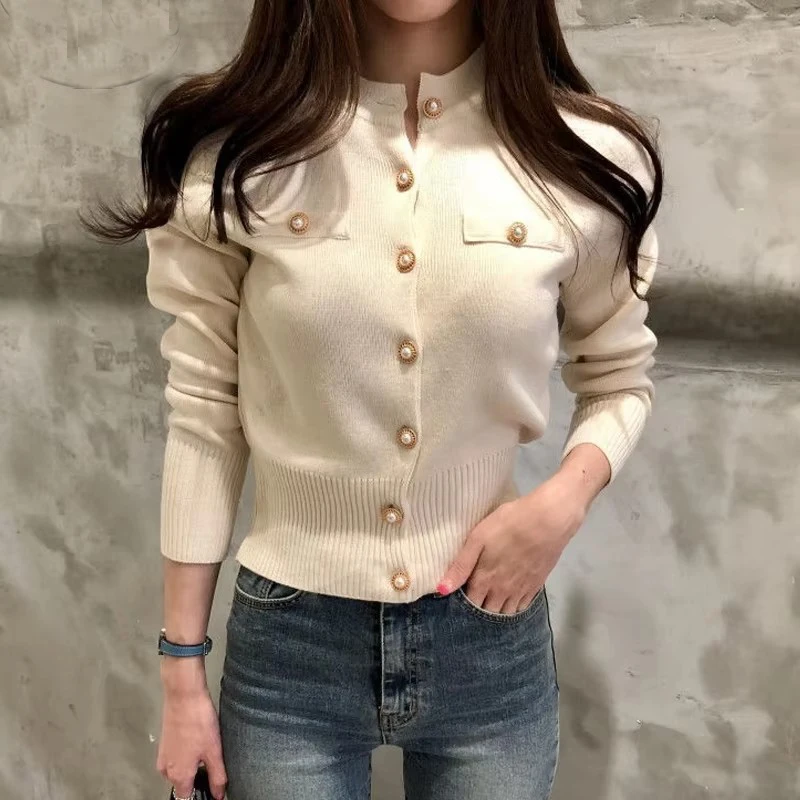 2026 Spring Long Sleeve Fashion Women Cardigans Sweater Knitted Coat Short Casual Single Breasted Korean Slim Chic Ladies Tops thumbnail 6