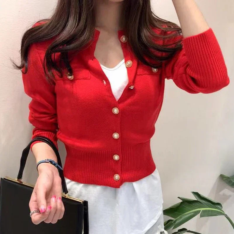 2026 Spring Long Sleeve Fashion Women Cardigans Sweater Knitted Coat Short Casual Single Breasted Korean Slim Chic Ladies Tops thumbnail 4