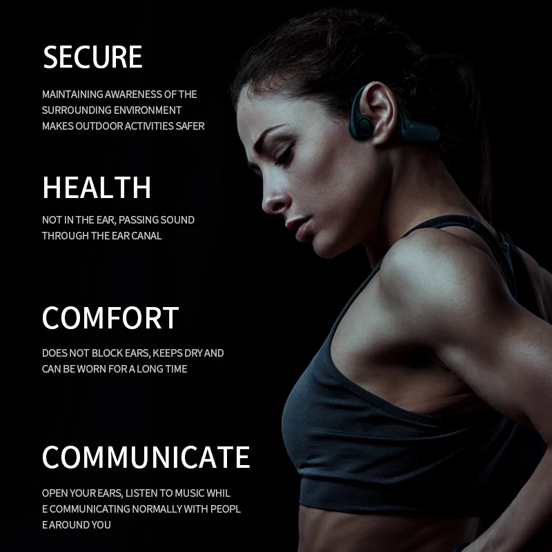 B8 True Bone Conduction Earphones Bluetooth 5.3 Sports Wireless Headphones Ear Hook IPX5 Waterproof Headset for Running Driving thumbnail 4