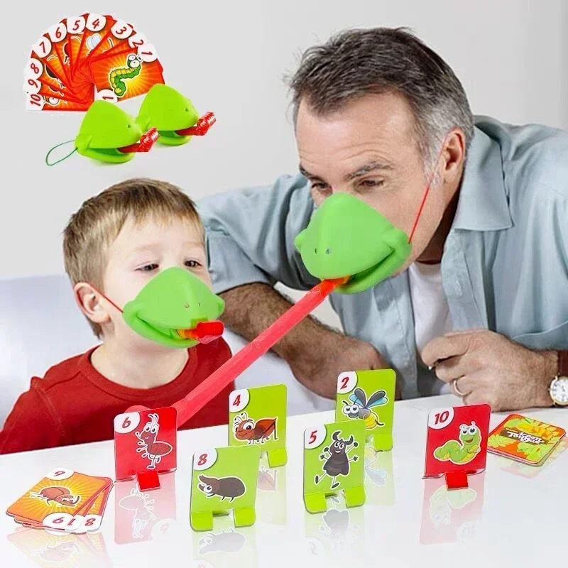Frog Mask Wagging Tongue Lick Cards Board Games for Children Family Party Toys Antistress Funny Desktop Puzzle Game Toys thumbnail 4