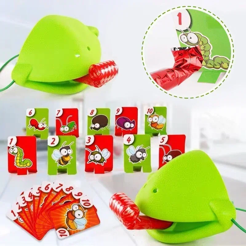 Frog Mask Wagging Tongue Lick Cards Board Games for Children Family Party Toys Antistress Funny Desktop Puzzle Game Toys thumbnail 3