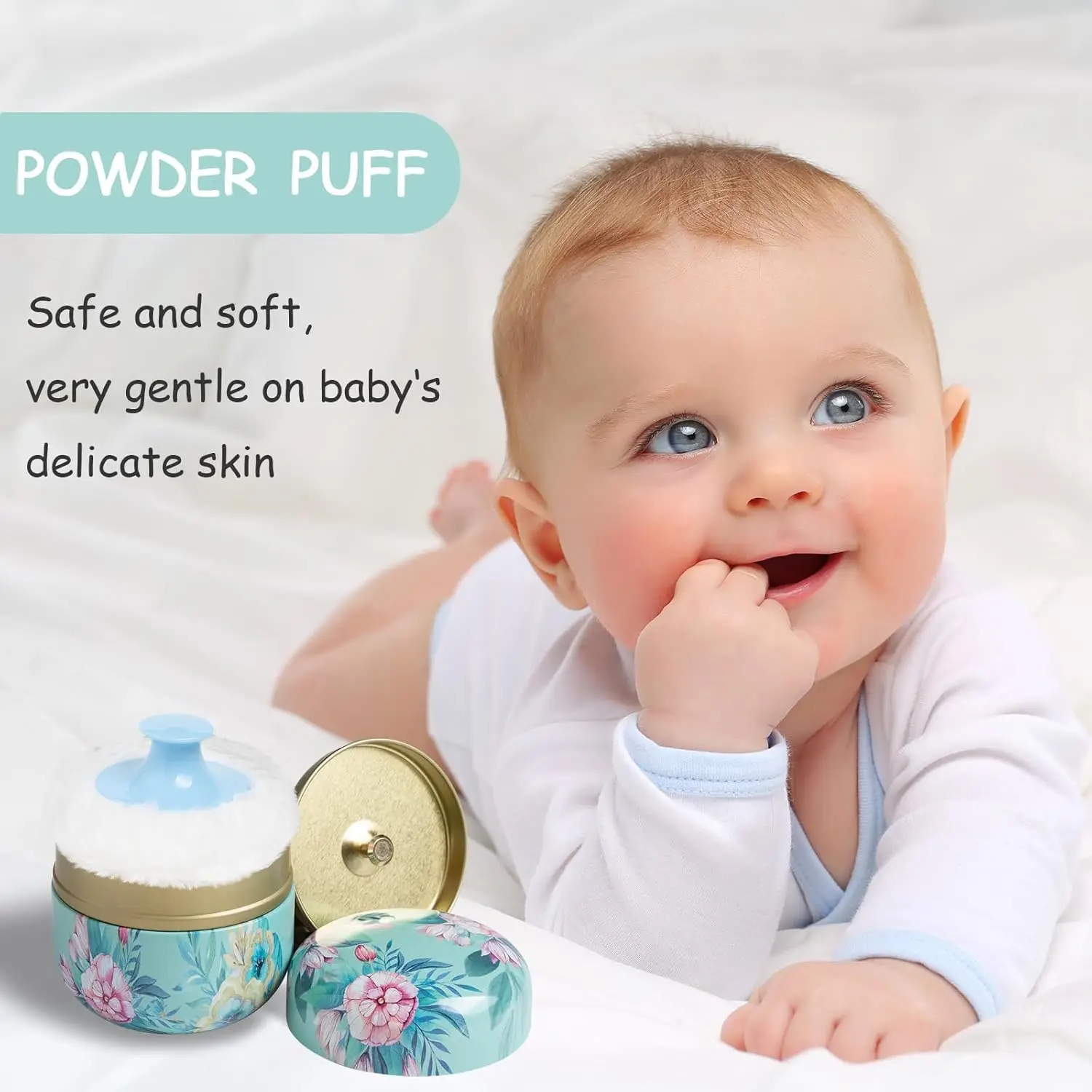 Body Powder Case with Powder Puff Powder Container Tea Box for Baby and Women Powder Puff and Powder Case for Travel thumbnail 2