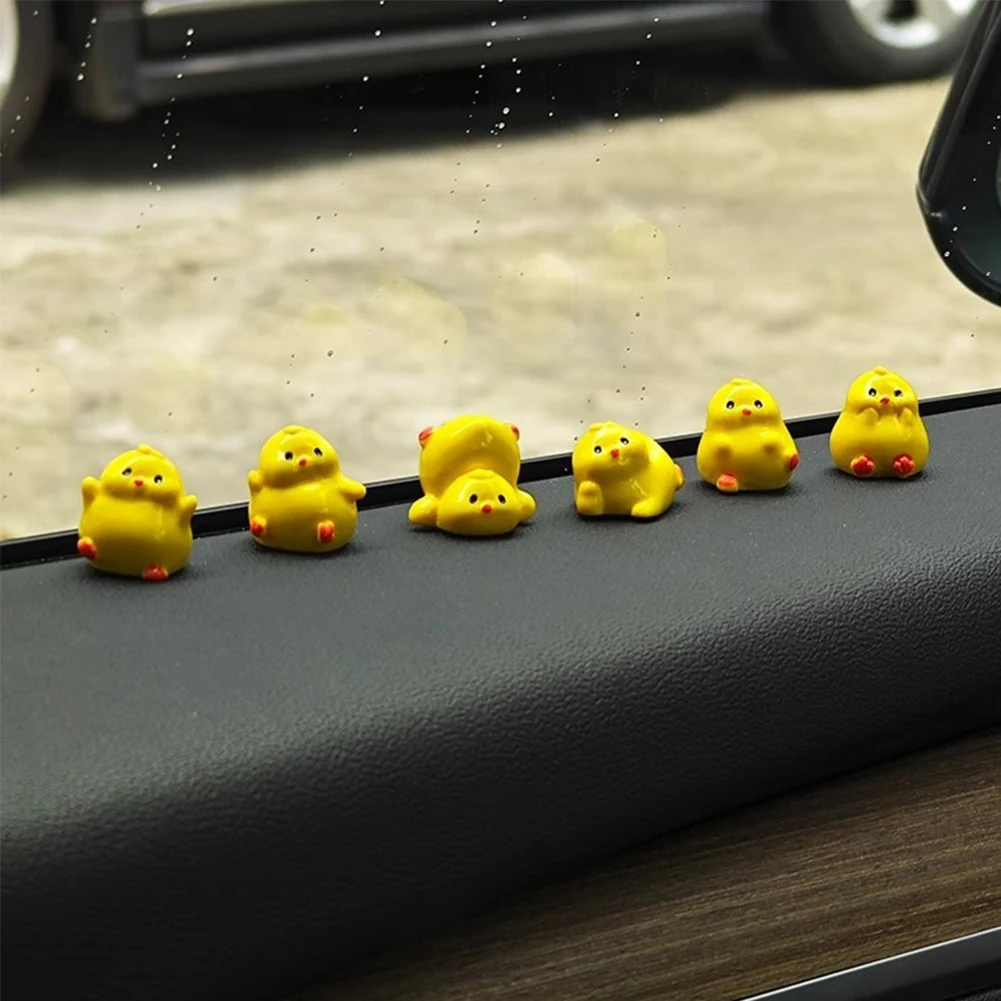 Mini Yellow Chick Car Decoration Gift Resin Ornaments for Auto Interior Dashboard Button Home Bedroom Office Living Room Store thumbnail 2