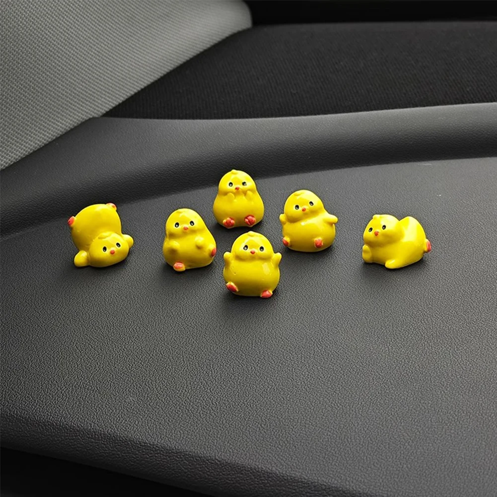 Mini Yellow Chick Car Decoration Gift Resin Ornaments for Auto Interior Dashboard Button Home Bedroom Office Living Room Store thumbnail 3