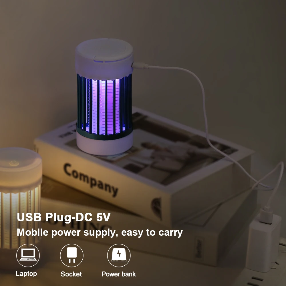 Electric Shock Mosquito Killer Lamp UV Light USB Anti Mosquito Trap For Bedroom Outdoor Camping Use Kills Moths Wasps Gnats thumbnail 4