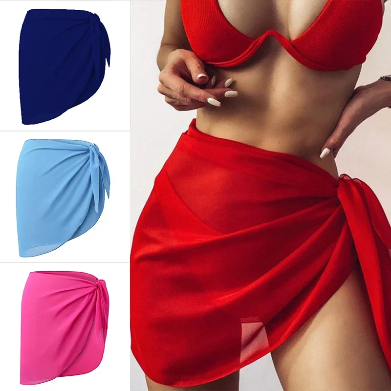 Pareo Scarf Bikini Cover-Ups Wrap for Women Chiffon Swimwear Cover Up Wraps Beach Sexy Skirts See-Through Scarf Cover Up Dress thumbnail 3