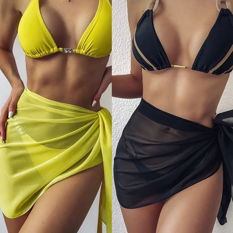 Pareo Scarf Bikini Cover-Ups Wrap for Women Chiffon Swimwear Cover Up Wraps Beach Sexy Skirts See-Through Scarf Cover Up Dress thumbnail 6