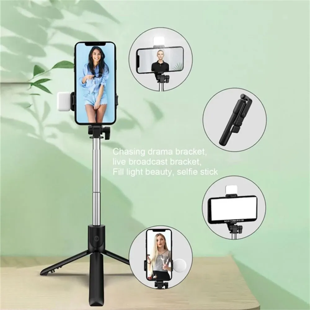 3-In-1 Bluetooth Wireless Selfie Tripod With Fill Light Shutter Remote Control Portable Foldable Monopod For Cell Smart Phones thumbnail 6