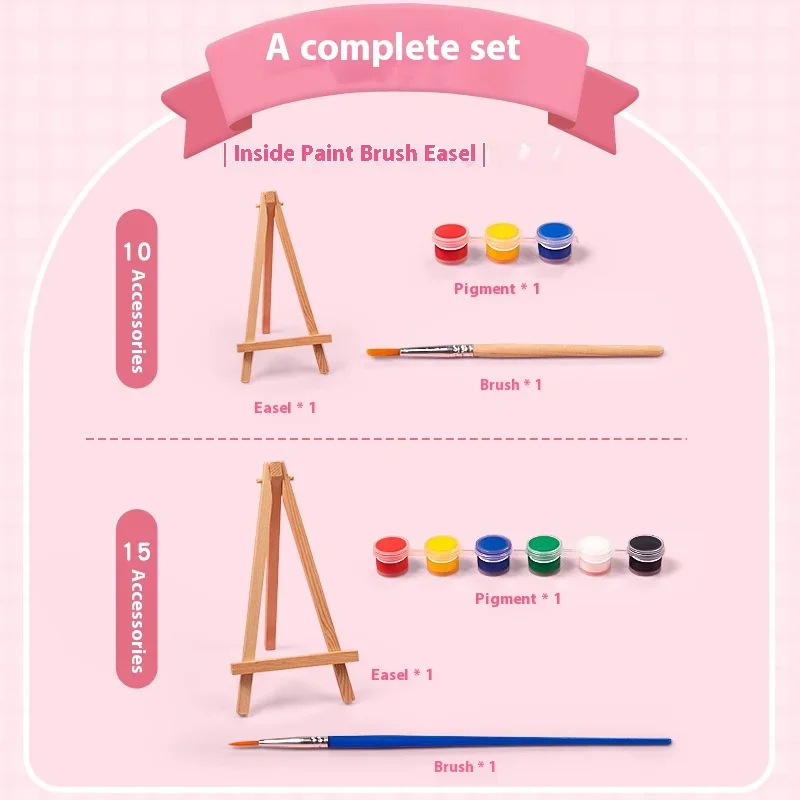Children DIY Coloring Suit Cartoon Animals Drawing Board Easel Pigment Brush Painting Set Kids Gift Beginner Art Study Supplies thumbnail 3