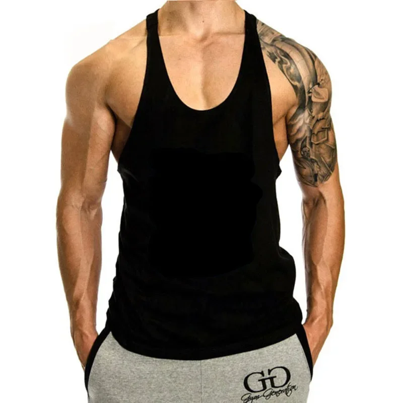 100% Cotton Bodybuilding Brand Jogger Gym Singlet Training Bodybuilding Tank Top Vest Shirt Sleeveless Fitness Shirt For Men thumbnail 2