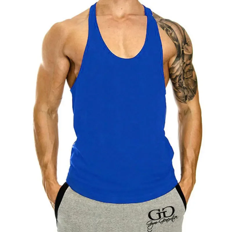 100% Cotton Bodybuilding Brand Jogger Gym Singlet Training Bodybuilding Tank Top Vest Shirt Sleeveless Fitness Shirt For Men thumbnail 6