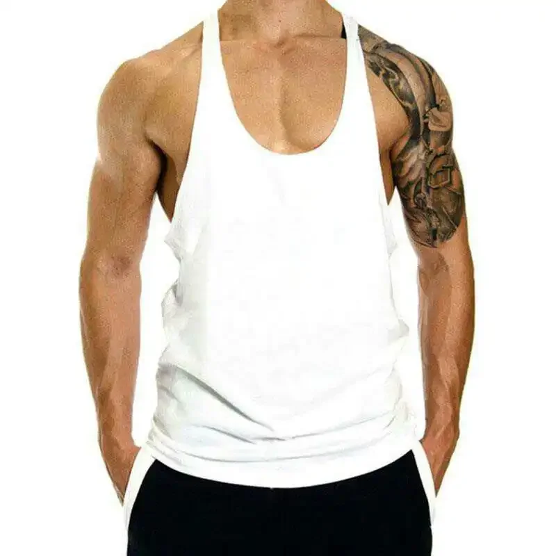 100% Cotton Bodybuilding Brand Jogger Gym Singlet Training Bodybuilding Tank Top Vest Shirt Sleeveless Fitness Shirt For Men thumbnail 3